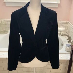 Massimo black velvet one button front short waisted evening jacket size large